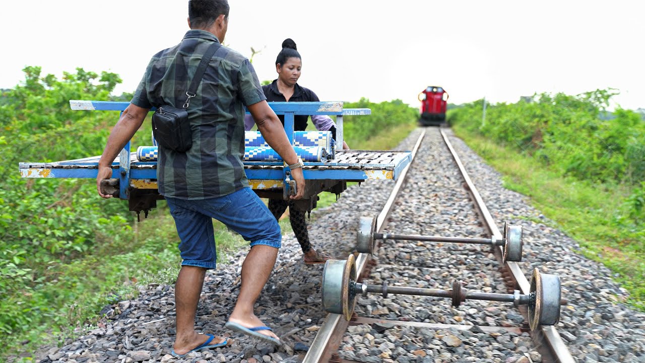 Riding Genius Bamboo Train Invention of Cambodia