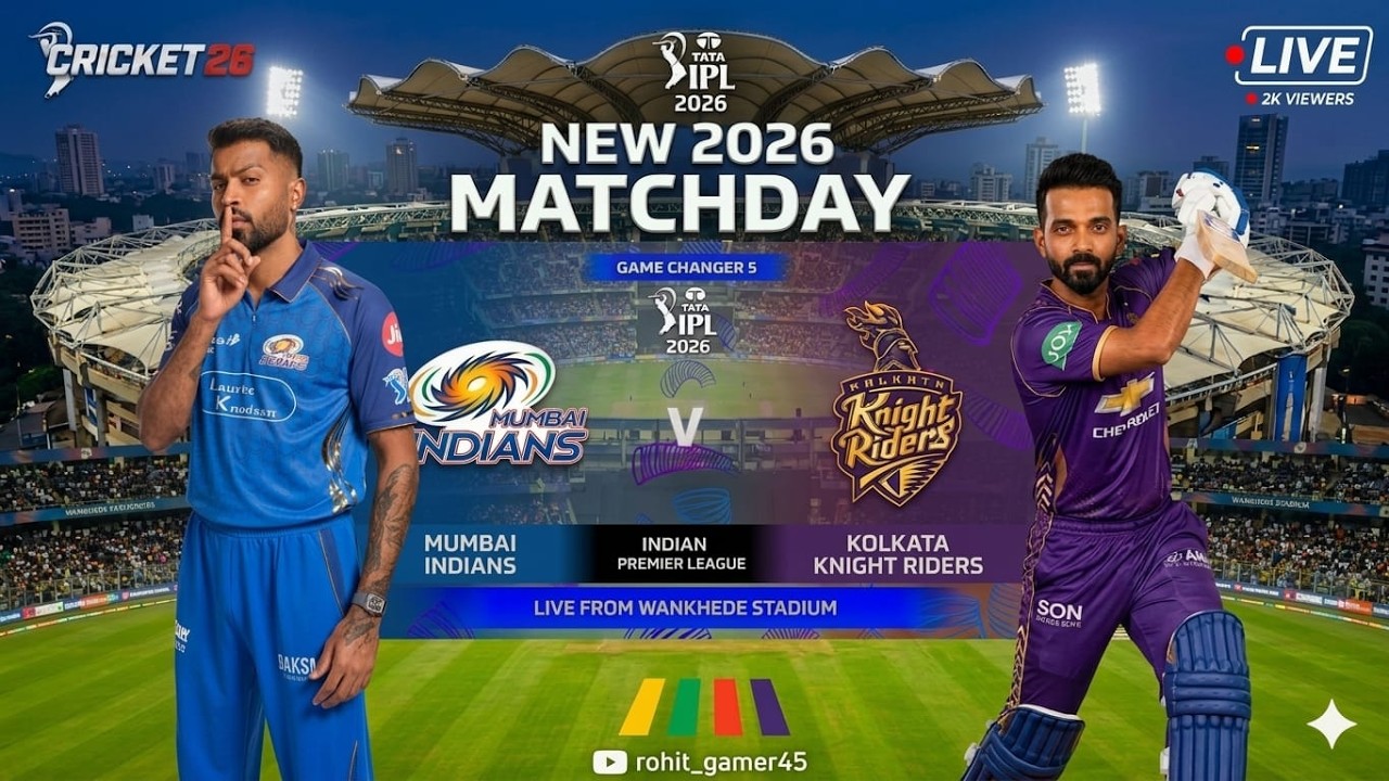 TATA IPL 2026 MATCH 2 MI VS KKR !! CRICKET 26 GAMEPLAY #t20match #gaming #gaminglive