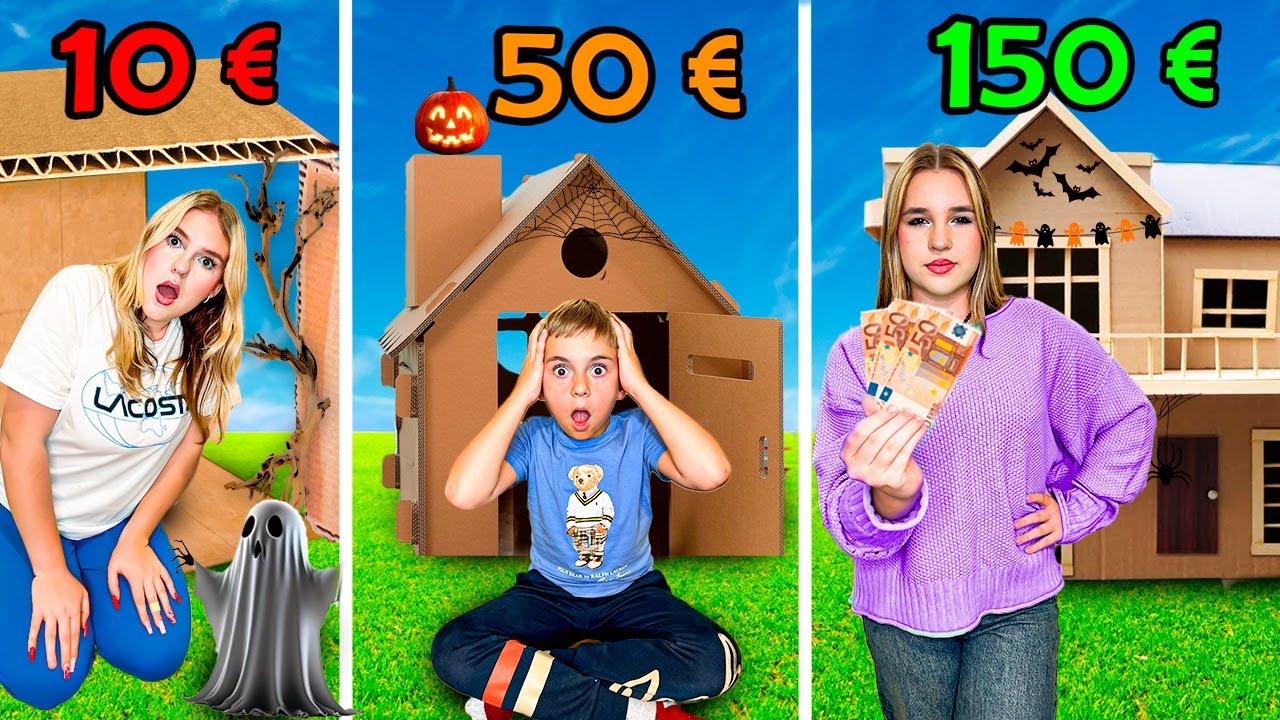 10€ VS 50€ VS 150€ pour Construire Une Cabane Effrayante D'Halloween En CARTON | Budget Challenge !
