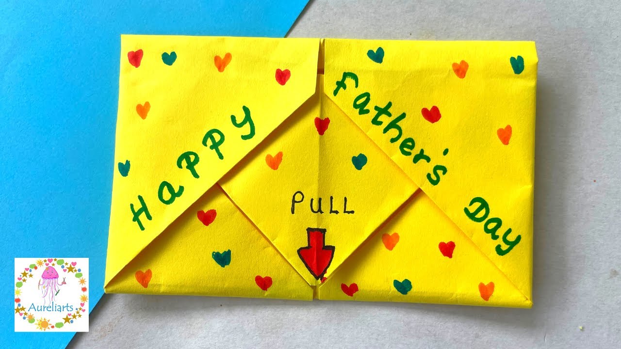 DIY Surprise Message Card for Father's Day 👨‍👧Pull Tab Origami Envelope Card | Happy Father's Day