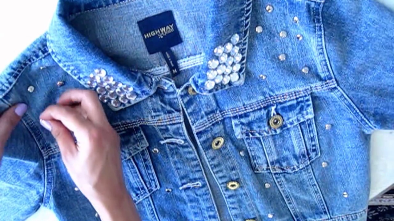 CUSTOMIZANDO JAQUETA JEANS PEDRAS E TACHAS
