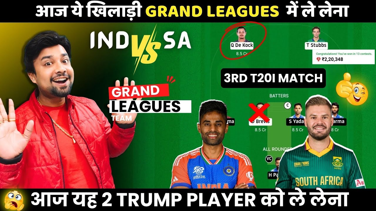 ind vs sa dream11 team 3rd t20I 2025 | ind vs sa playing11 | news pitch report fast or spin bowler