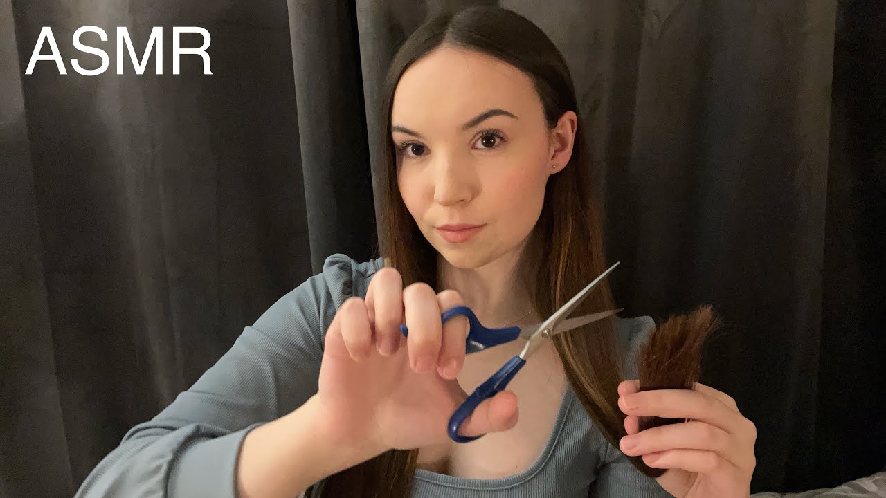 ASMR Haircut (my hair!) ✂️ Whispering, Hair Brushing, Scissors, Hair cutting For Tingles & Sleep
