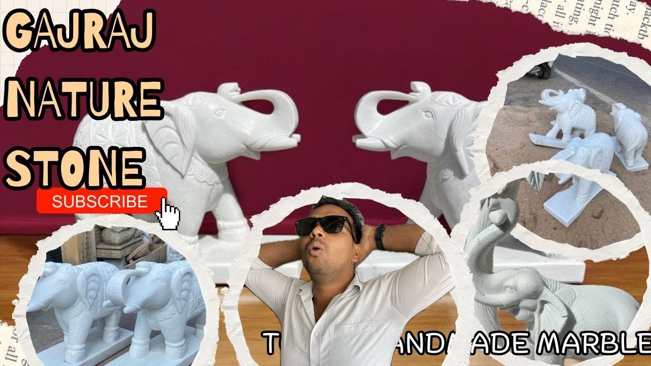 white marble elephant // natural stone elephant // best marble shop Udaipur