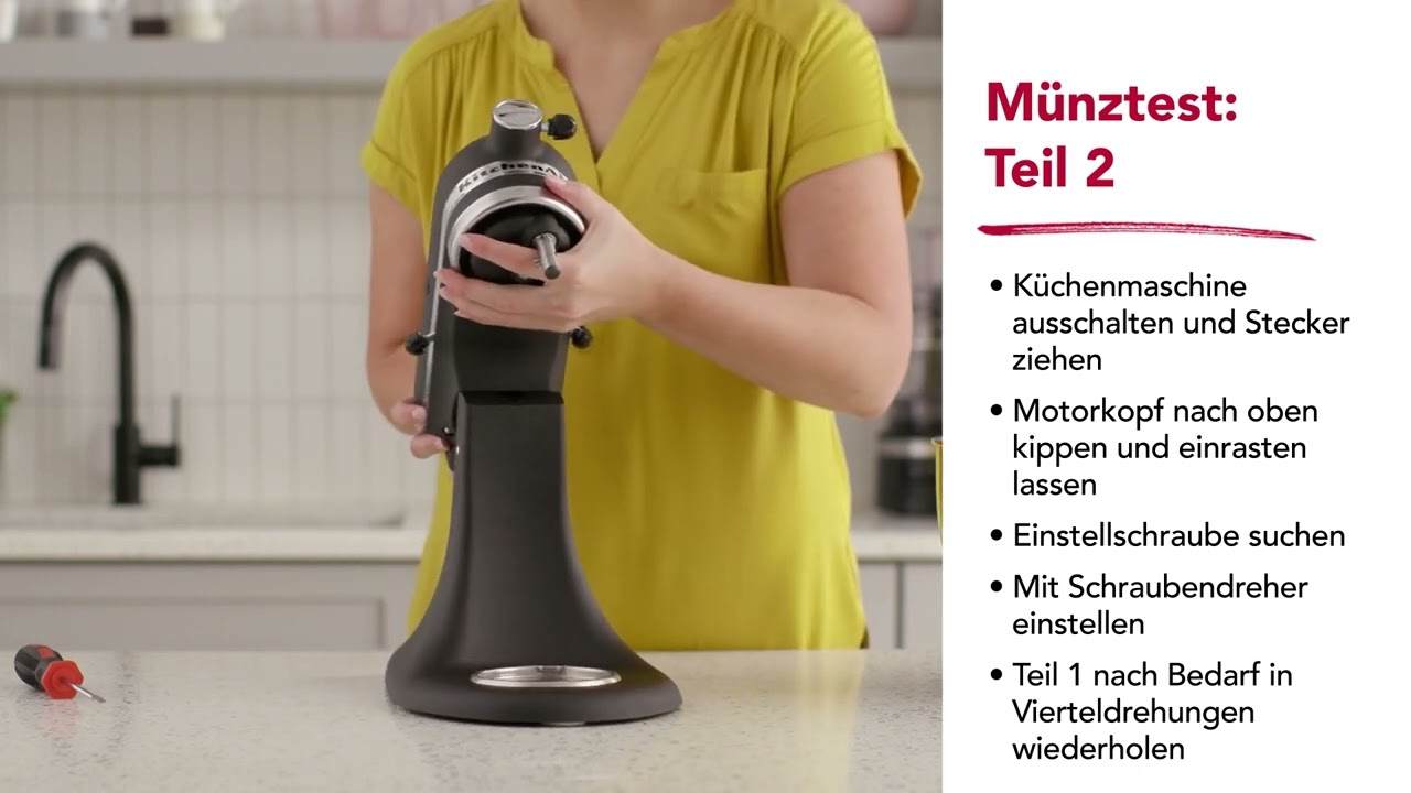 So stellen Sie den Abstand zwischen R&uuml;hrer und Sch&uuml;ssel an der KitchenAid K&uuml;chenmaschine ein