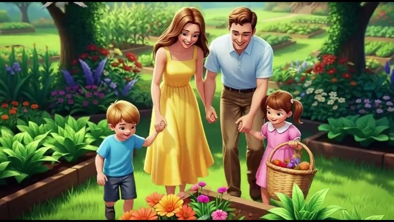 a family playing in the fields | Ghibli -style