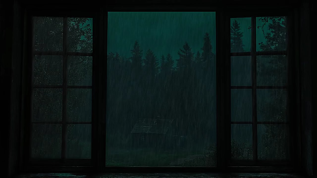 Звуки дождя для сна 🌙 Звук сильного дождя за окном — 1 час