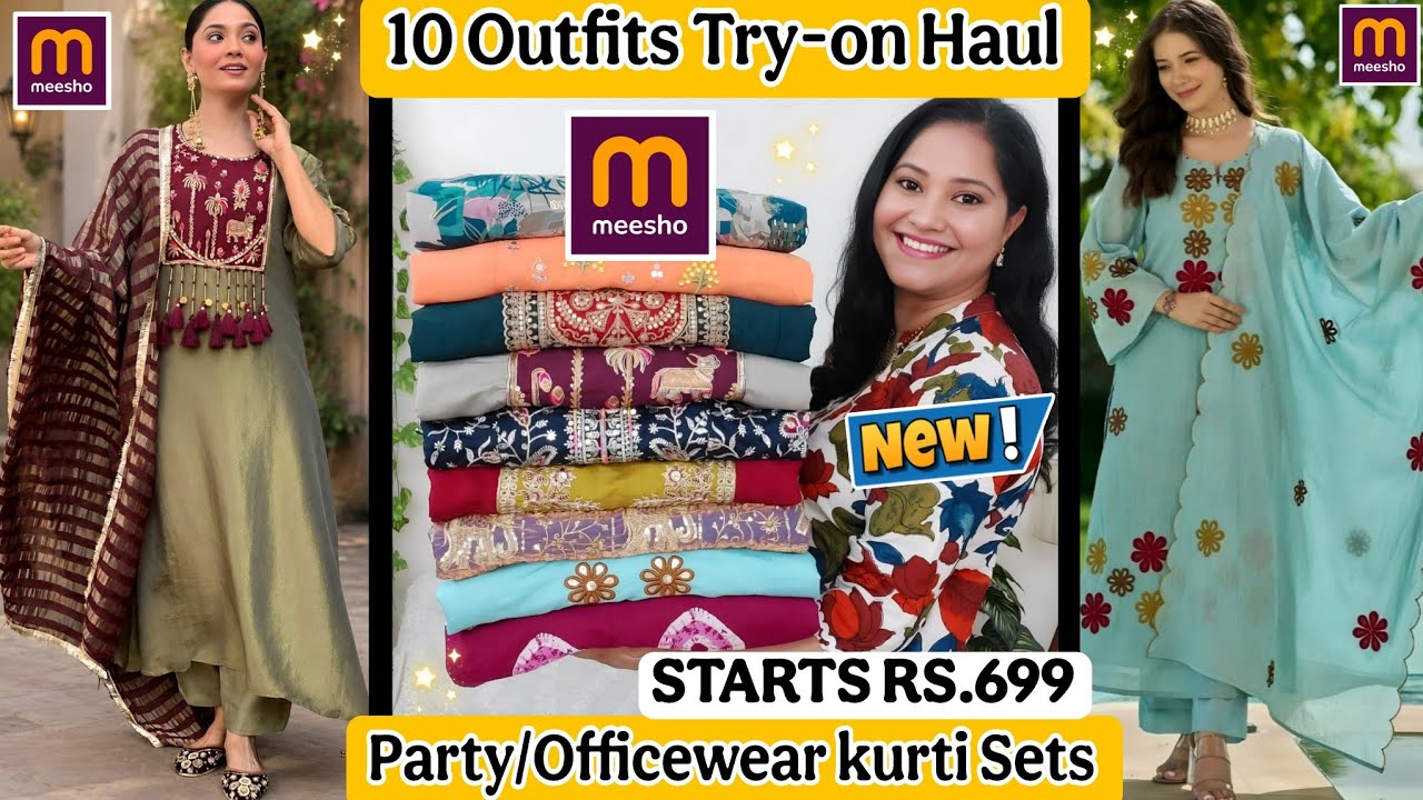 Meesho Best 10 Party/Officewear kurti Set🎊Starting Rs.699 Only🌸Meesho kurti Shopping Haul💕#Meesho 