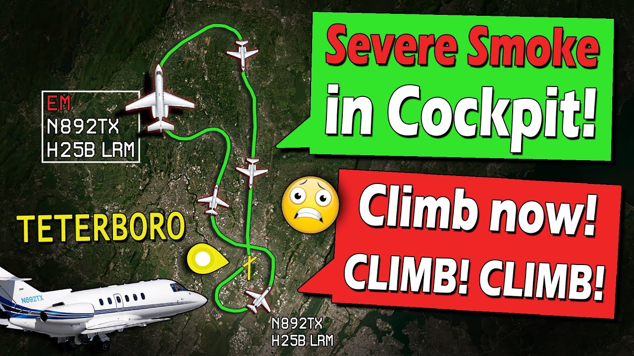 SEVERE SMOKE IN COCKPIT | Hawker Jet Panic Moments at Teterboro!