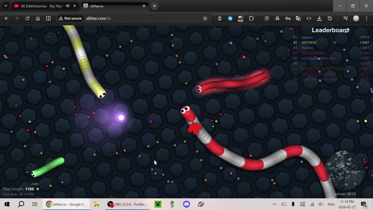 Crazy moment in slither.io!