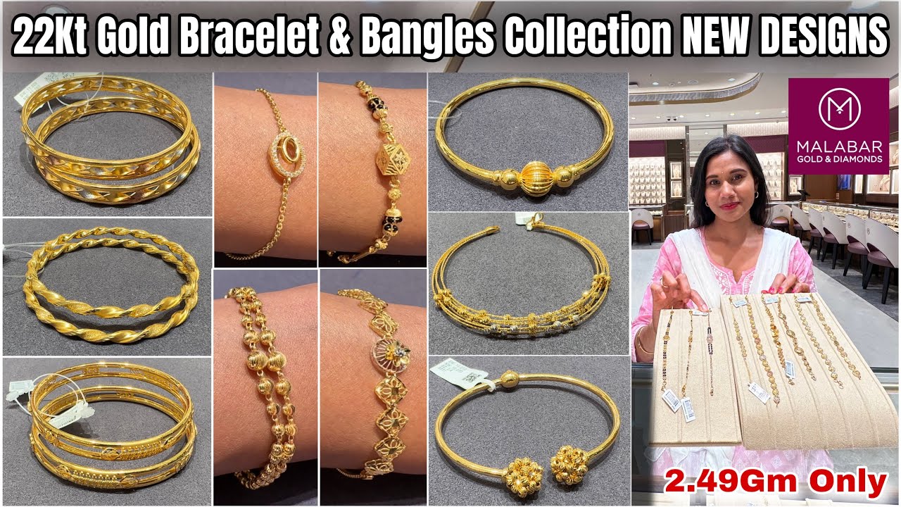 Malabar BEST Gold Bracelet & Bangles With Price Rs.27K😍Lightweight Gold Bangles Gold Bracelet Design