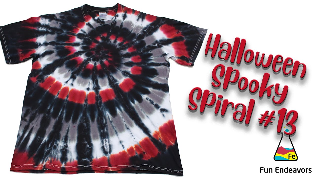 Tie Dye Designs:  Halloween Spooky Spiral #13 [Red, Black, Gray and White]