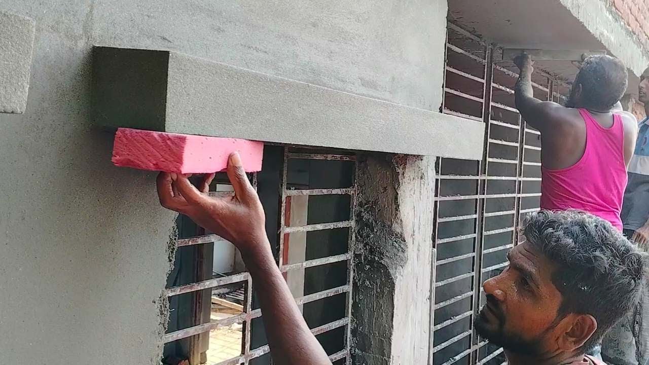 Plastering Techniques_ Kitchen window Loft Plastering | outside sunshade plaster