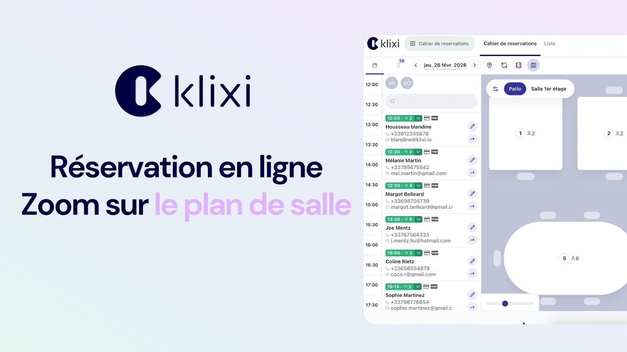 Option Plan de salle | Réservation en ligne Restaurant Klixi