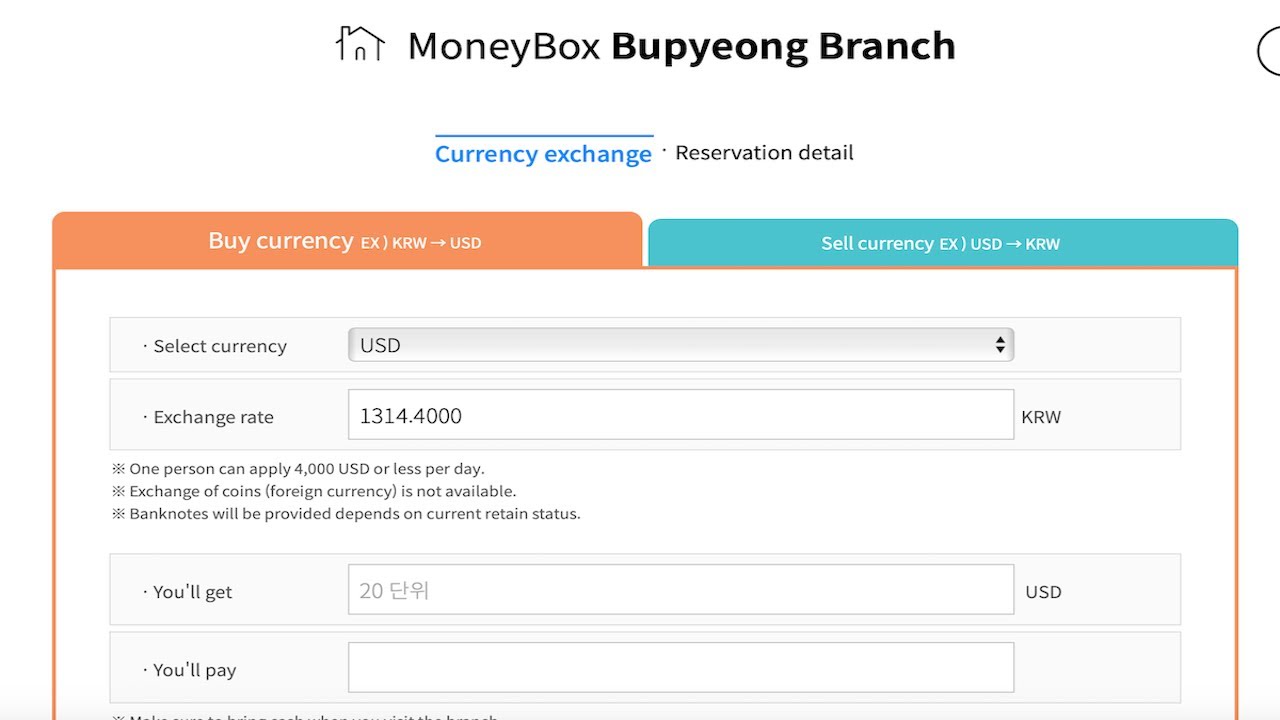 Online Booking (Moneybox Bupyeong Branch)