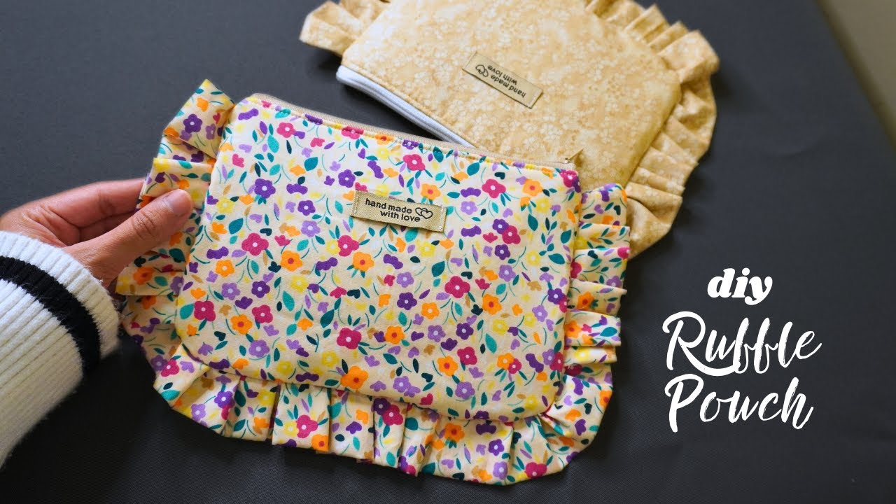 Sewing a ruffle pouch from start to finish 🧵✂️⭐prettiest pouch ever!!