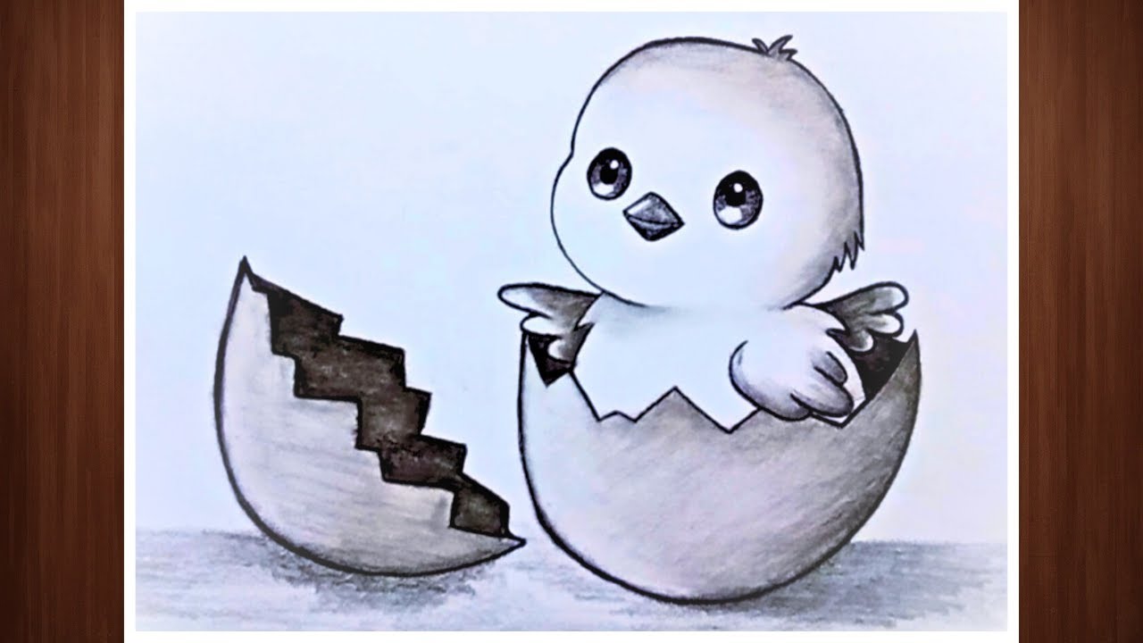 Cute Baby Chick Drawing Easy | Pencil Drawing Tutorial For Beginners Step by Step | Charcoal Art