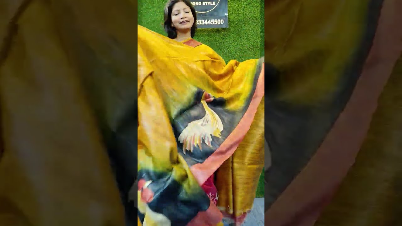 Bong Style Silk Mark Certified Tussar by Ghicha Hand Drawing Saree | Bongstyle Exclusive