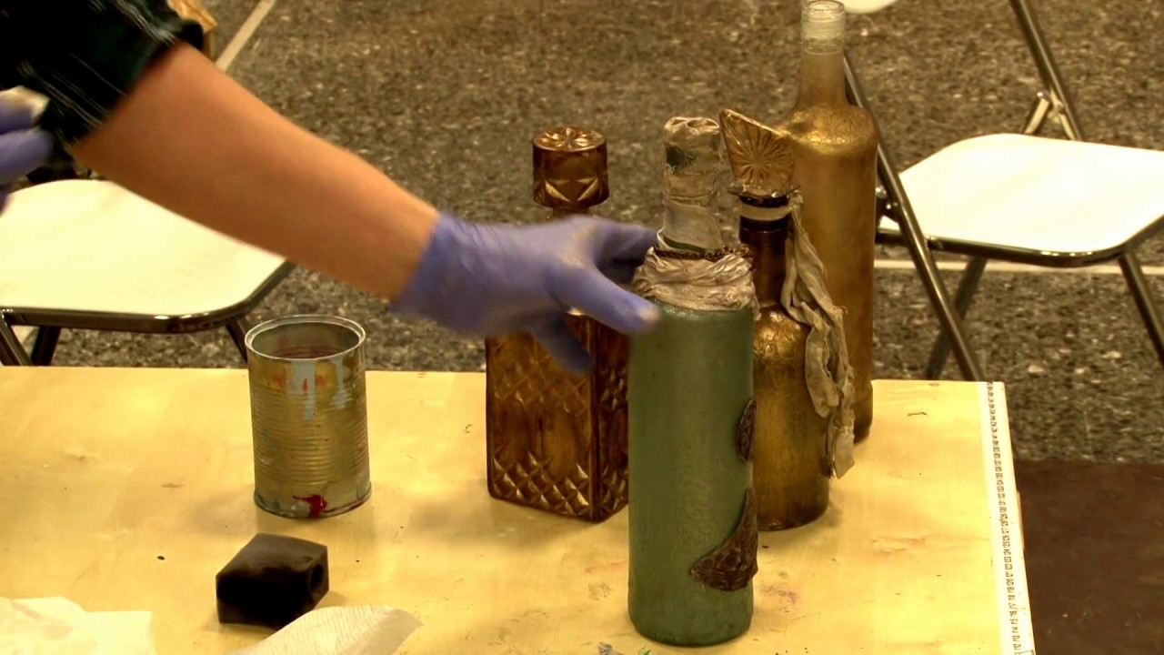 Μποέμικο μπουκάλι με εφέ αντικέ γυαλί- Fiona's Craft Emporium