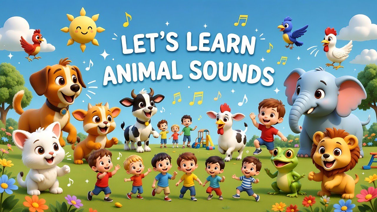 Let’s Learn Animal Sounds  for Kids @FUNTIMEKIDSTOONS #education #animalsounds #rhymes 