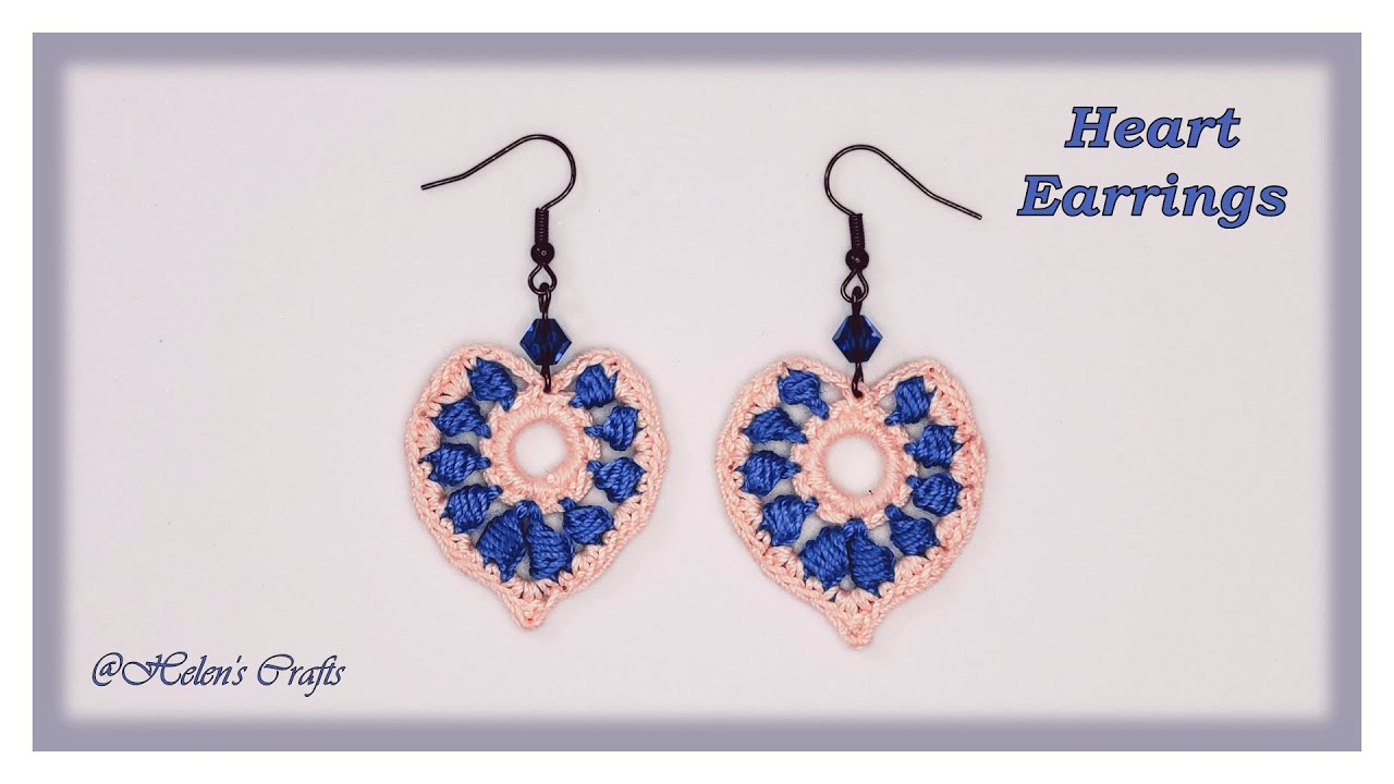Crochet Heart Earrings ♥ Crochet Earring Tutorial ♥ 爱心耳环钩针教程