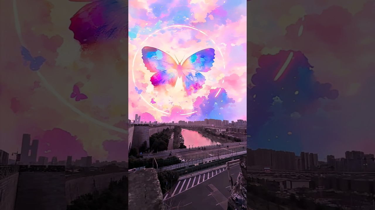 Most beautiful butterfly FLy over the city #butiful #butterfly #flying #cute