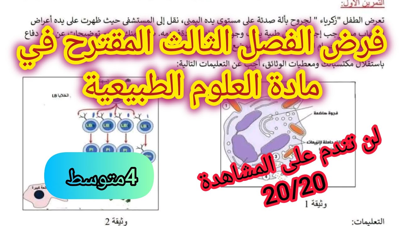 فرض الفصل الثالث في العلوم الطبيعية السنة الرابعة متوسط2026