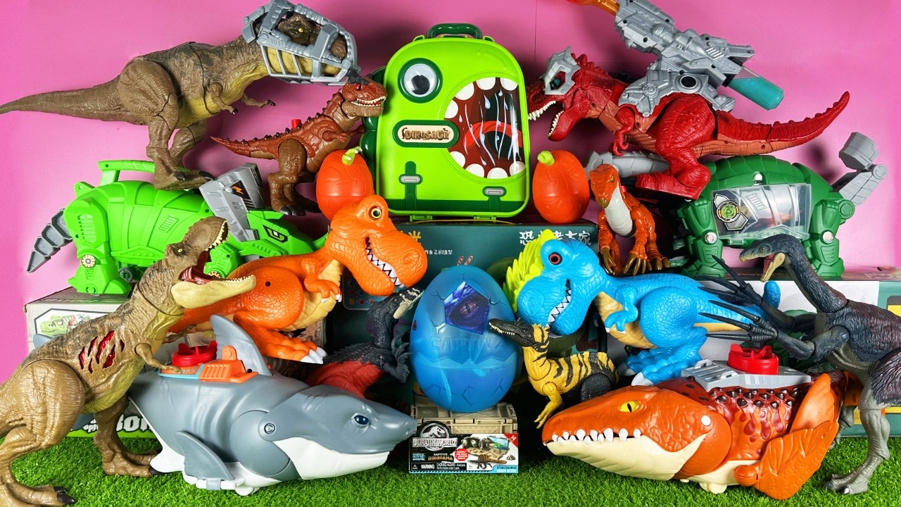 Satisfying ASMR Unboxing Jurassic World Dinosaur T-rex Mosasaurus Triceratops Zuru Smashes Egg Giga