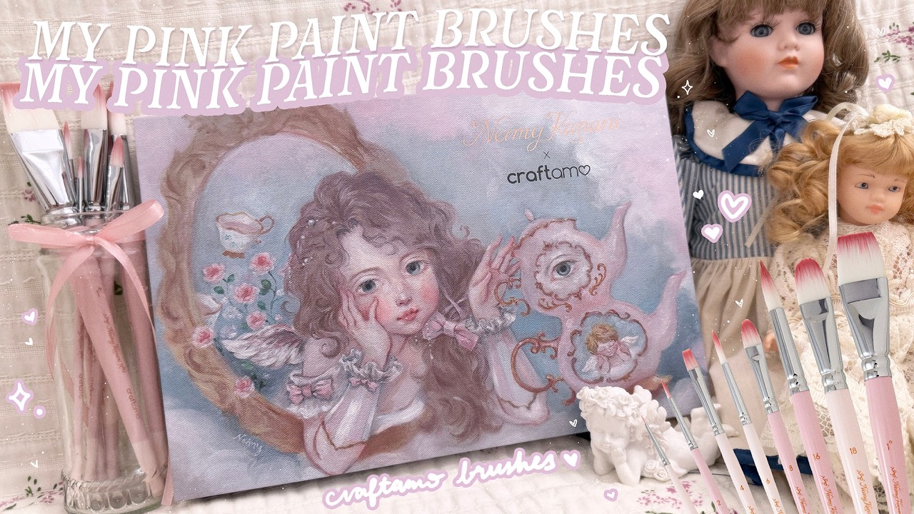 I created pretty 🎀 PINK Paint Brushes🌷 exclusive discount & giveaway 🌸Craftamo Brush Set 🎨𐙚 ݁𖥔 ݁˖༉‧₊