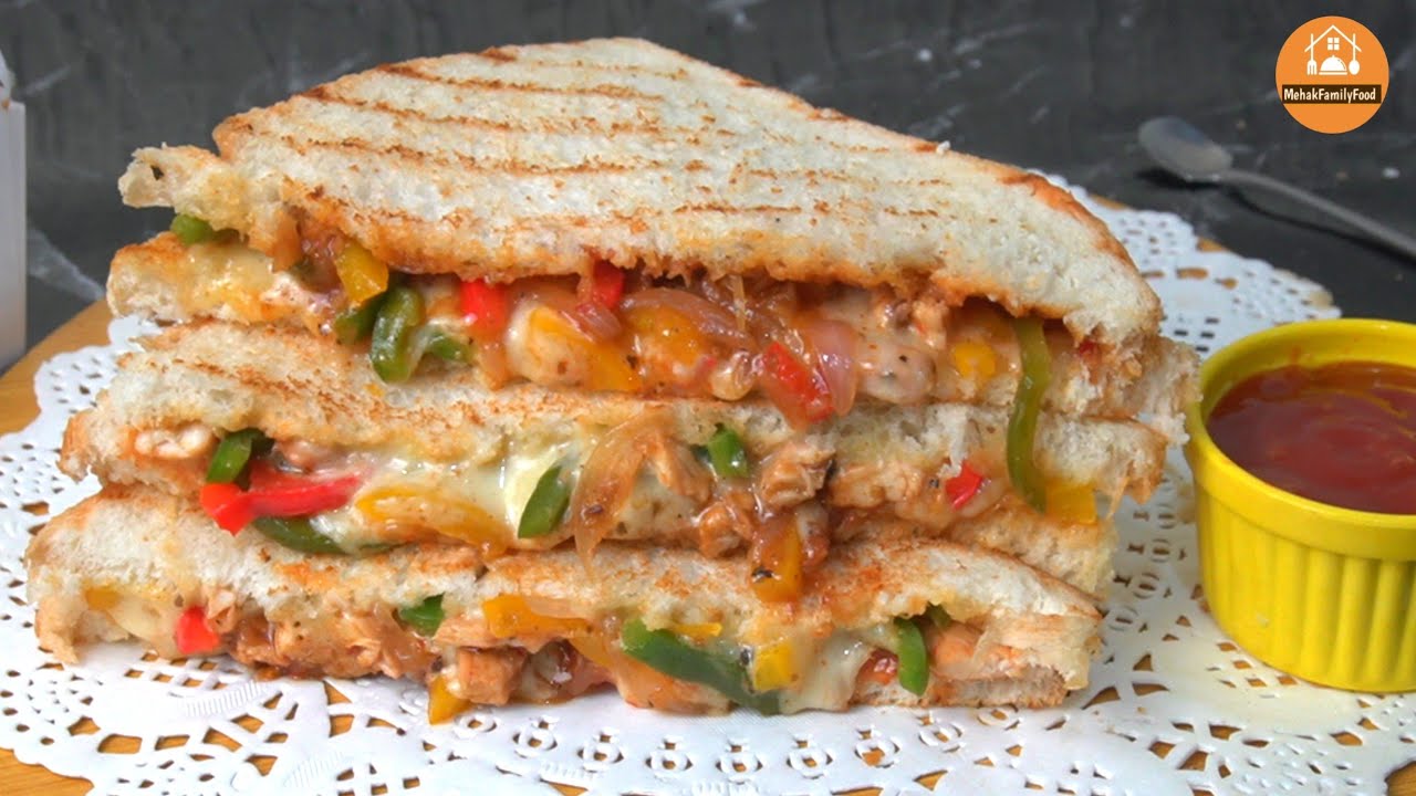 Chicken Fajita Sandwich -  Ramzan Special Fajita Sandwich Recipe by (Mehak Family Food)