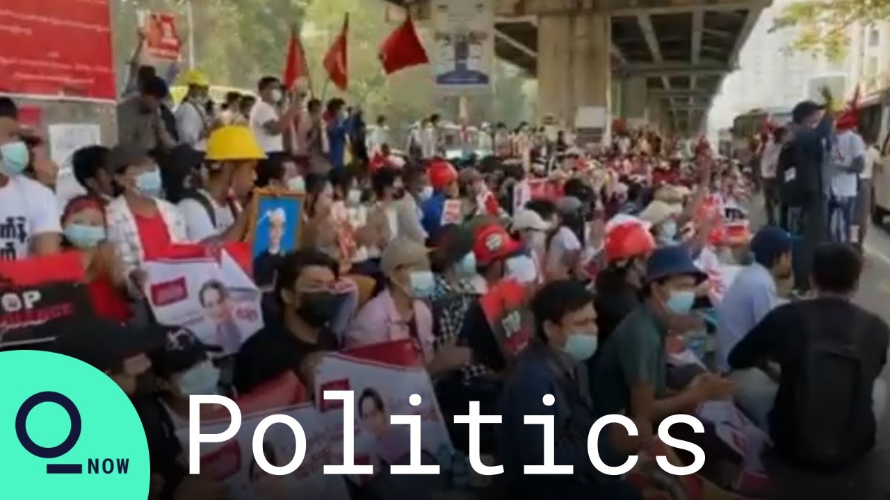 Myanmar Coup: Anti-Military Protesters Sing, Chant and Clap in Yangon