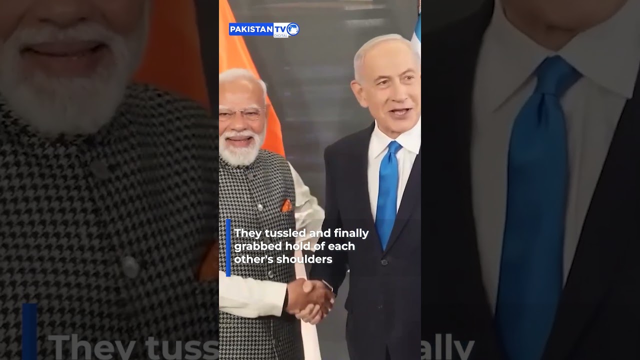 Indian PM Modi and Israel PM Netanyahu engage in bizarre hand 'wrestle'