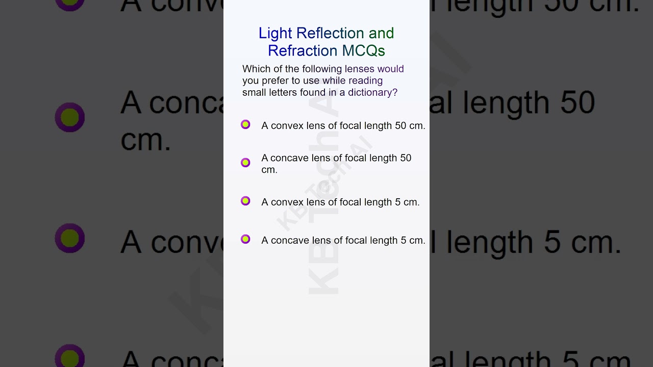 TOP 50 MCQ Light Reflection and Refraction 22