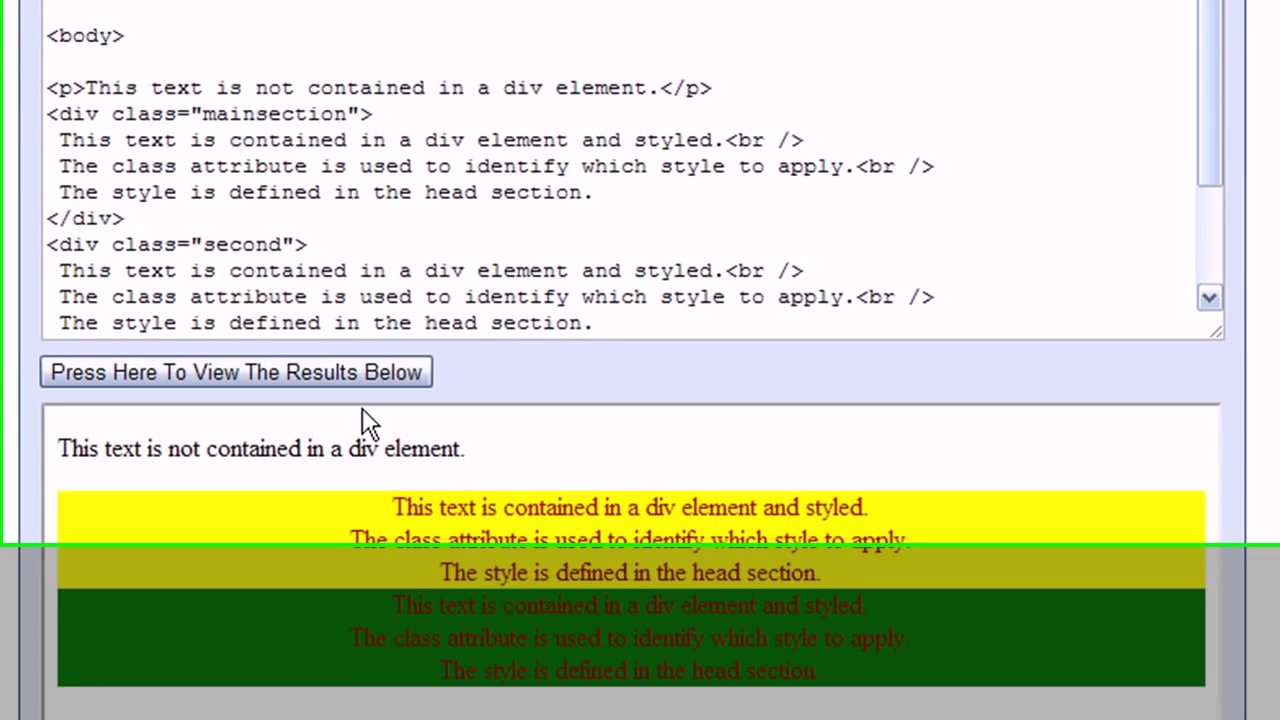 HTML div tag Example and Tutorial using CSS