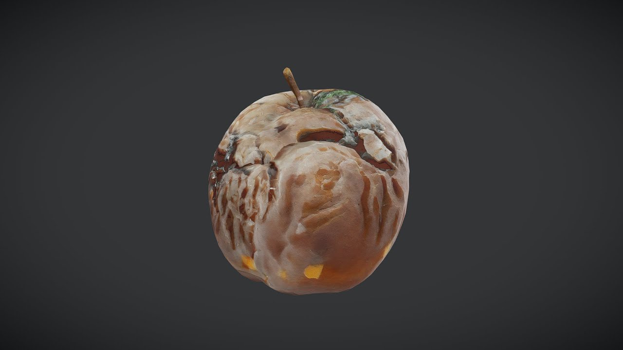 Rotten Apple 5 - low poly PBR 3d model