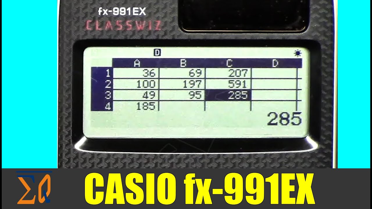 Расчет в электронных таблицах с использованием калькулятора CASIO CLASSSWIZ fx-991EX fx-570EX