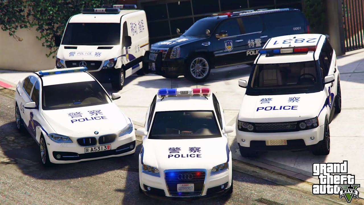 GTA 5 - Stealing Chinese Police Department Vehicles with Franklin! | (GTA V Real Life Cars #84)