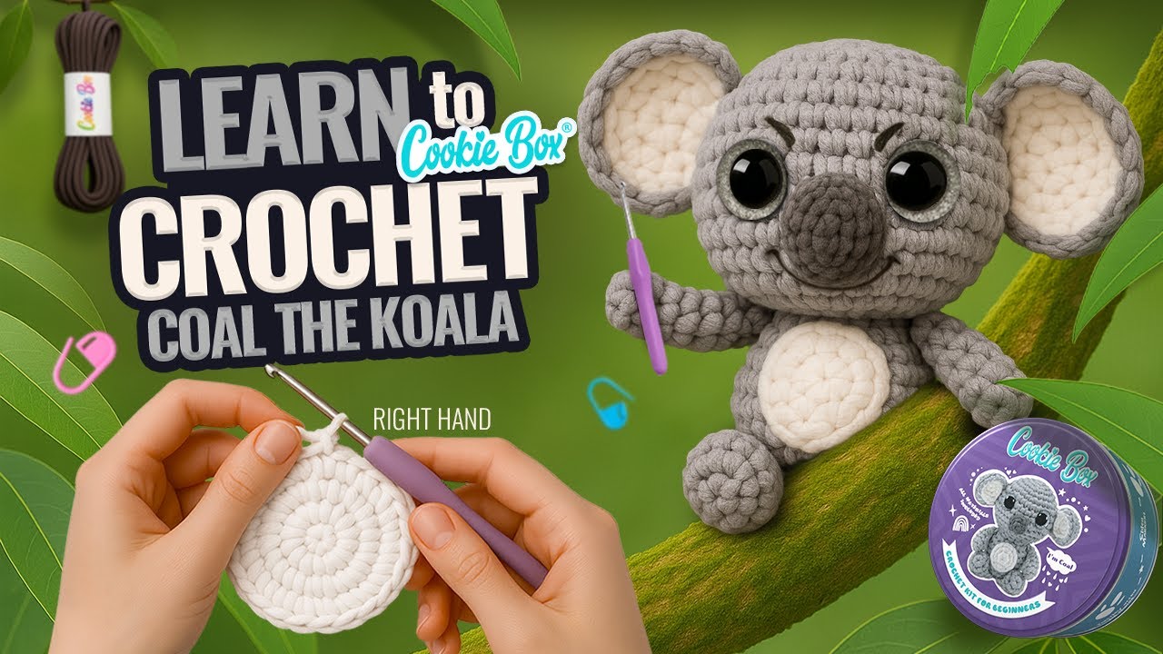HOW TO CROCHET 🧶 for Beginners (Right-Handed) &ndash; Coal the Koala Easy Amigurumi | Cookie Box TUTORIAL