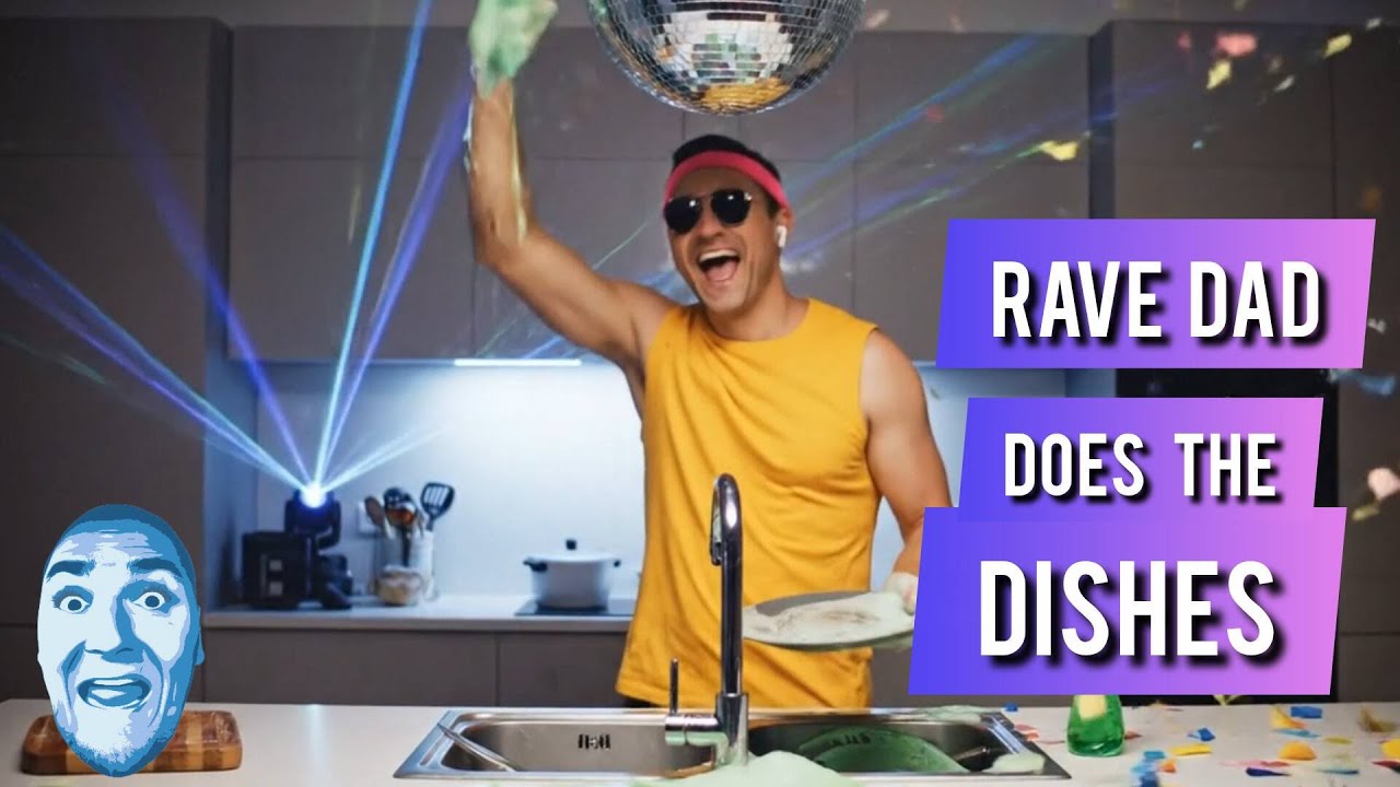 Rave Dad DOES THE DISHES (Official Music Video) | Epic House Anthem Female Vocals Techno Trance 🧼🔊