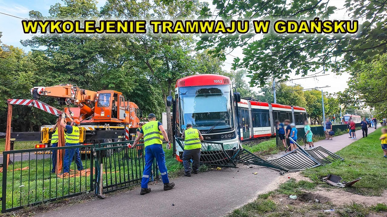 12.08. Wykolejenie  tramwaju w Gdańsku: Dźwig w skomplikowanej akcji przywraca tramwaj na tory!
