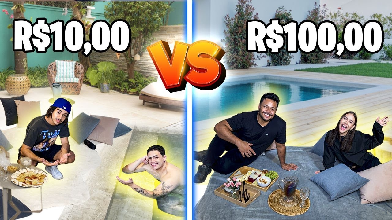 PIQUENIQUE NA PISCINA R$10,00 VS R$100,00!!!