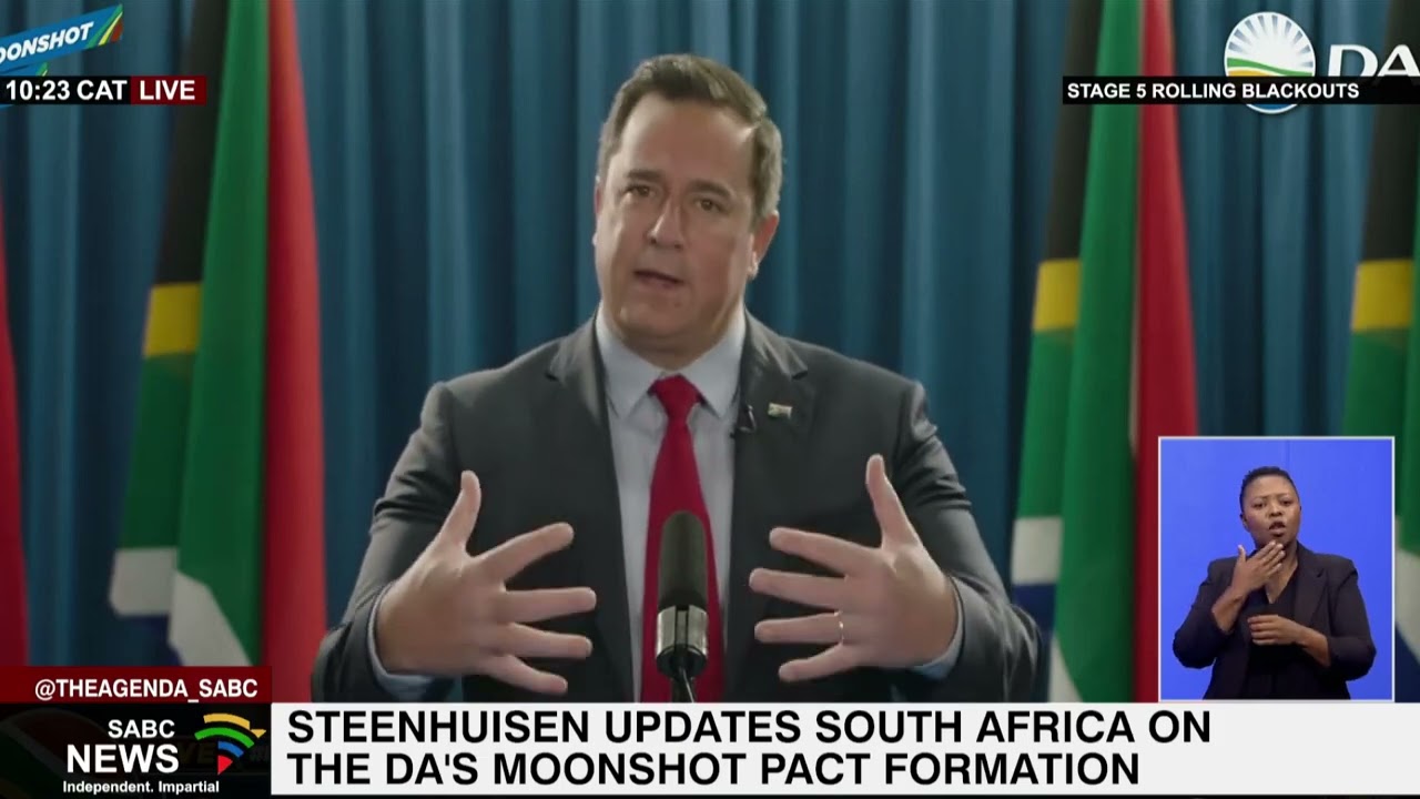 DA leader John Steenhuisen updates on progress towards the Moonshot Pact's formation