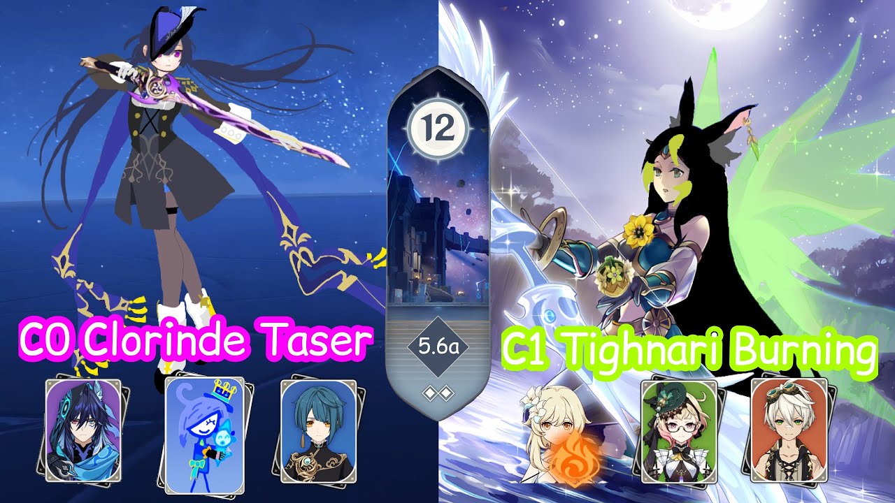 C0 Clorinde Taser & C1 Tighnari Burning | 5.6a Spiral Abyss Floor 12 Clear | Genshin Impact