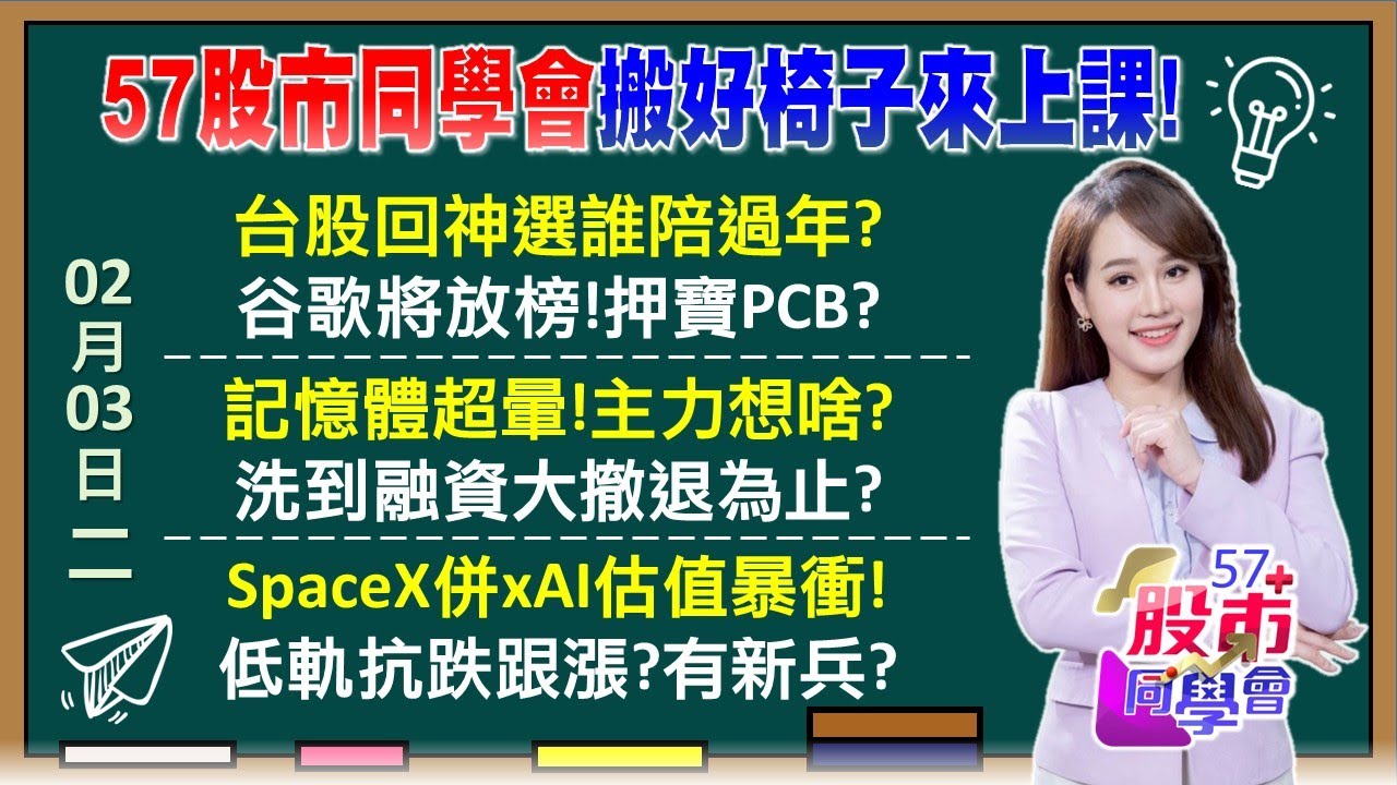 兆元宴新人王！奇鋐漲停創高 散熱逆轉勝？1月年增6倍 南亞科業績封神 洗完融資再上？ SpaceX買xAI股價上太空！聯發科超車台積電？《57股市同學會》葉子菁 吳岳展 蔡萬得 鄧尚維