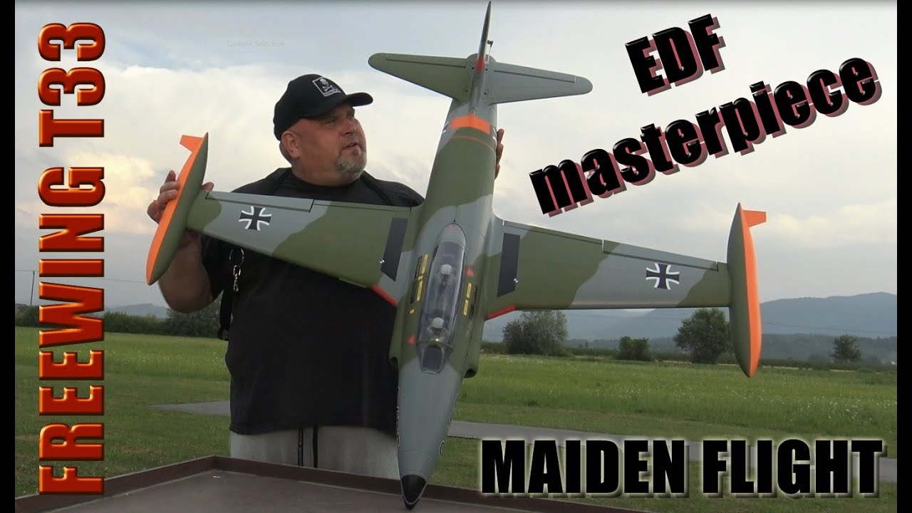 FREEWING Lockheed T-33 Shooting Star German camo 80mm 6S power EDF RC Jet - PNP Maiden flight