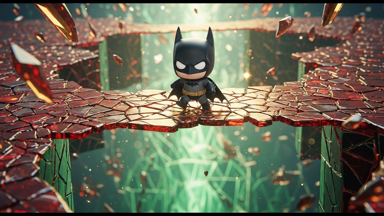 Chibi Batman Navigates a Gothic Gotham Built Entirely From Fragile Stained Glass
