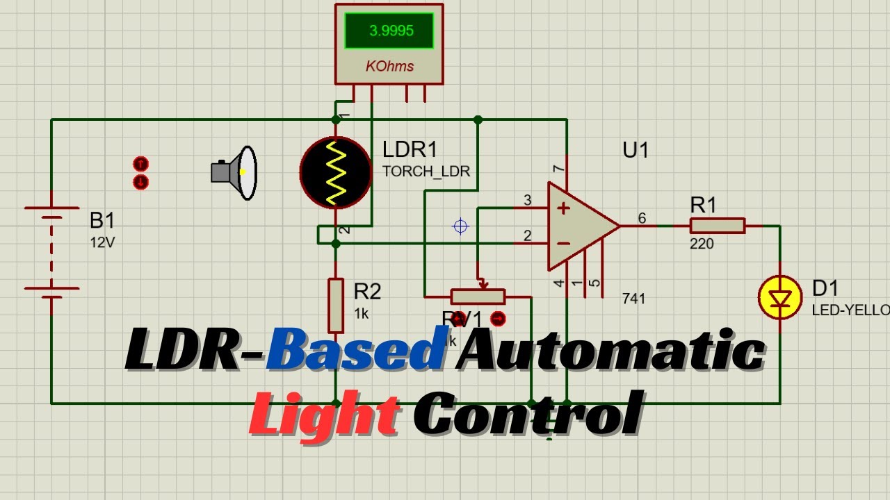 How to Build an Automatic Light Control System Using LDR & LM741 Op-Amp in Proteus