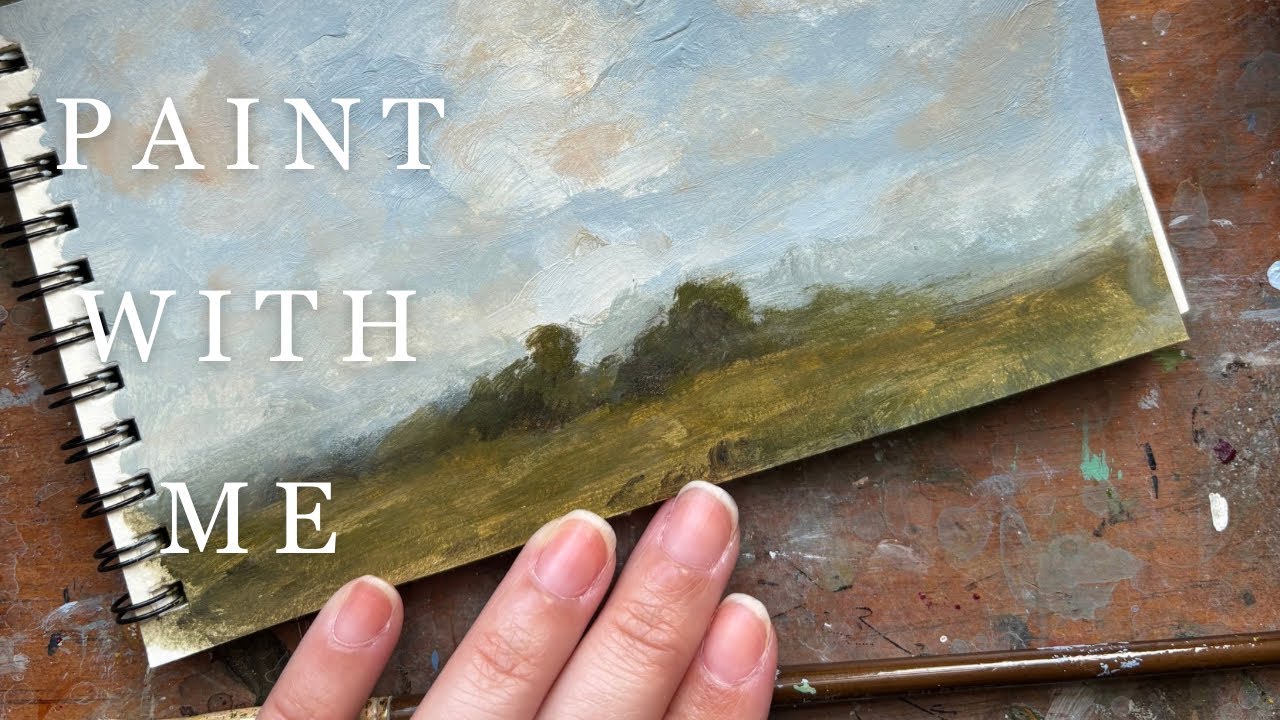 Sketching a landscape with acrylics