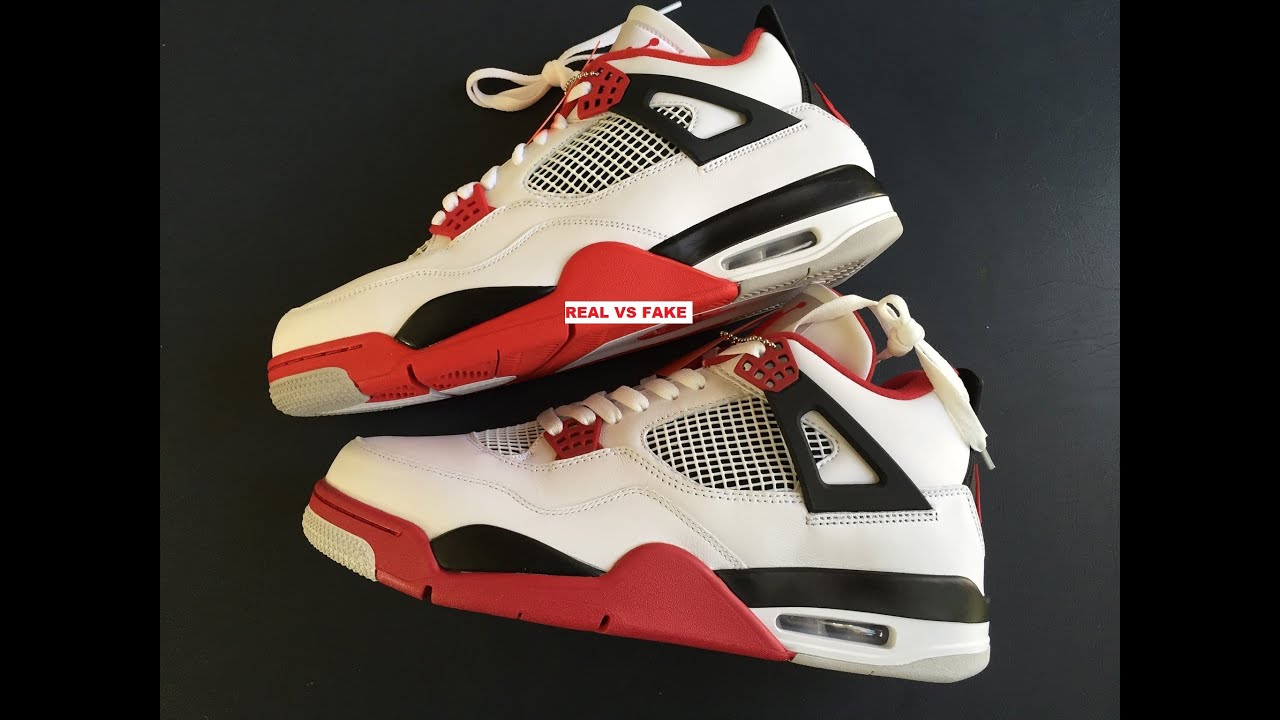 Real VS Fake Air Jordan 4 Fire Red