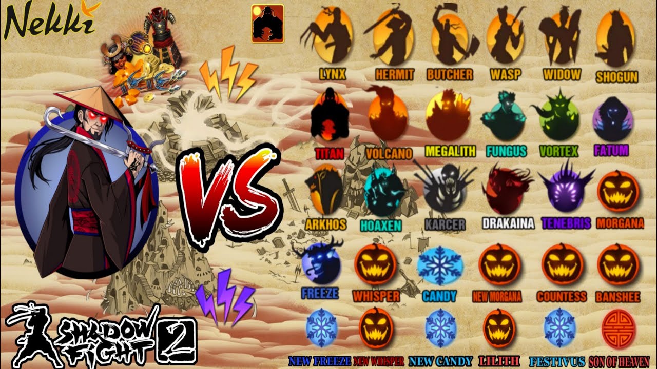 Shadow Fight 2 SON OF HEAVEN POWERMODE VS ALL BOSSES